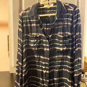 Tie  die navy and cream/white button down.